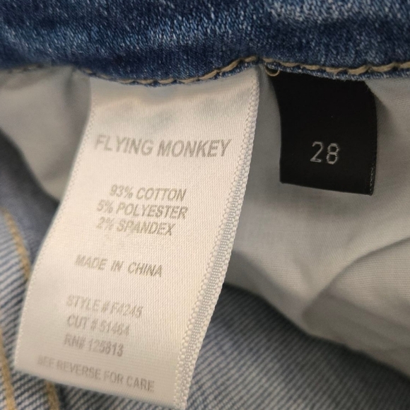 Flying Monkey Blue Skinny Jeans Distressed Style Size 28 - Picture 7 of 7